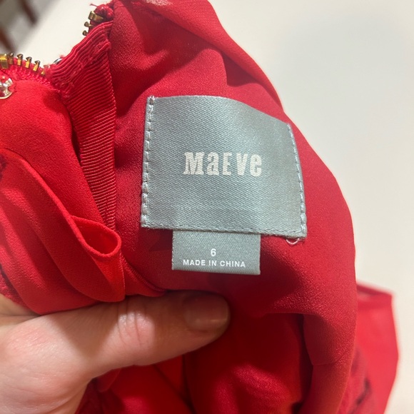 Anthropologie Maeve Lattice Neck Fit & Flare Dress - Red - Size 6 - Picture 5 of 9